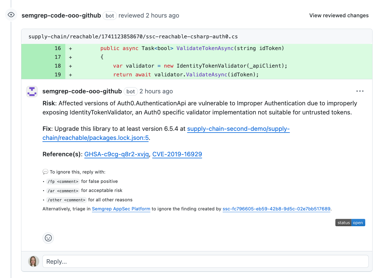 test policy example